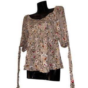 One Clothing Women's Floral‎ Off-The-Shoulder Blouse Size S Multicolor